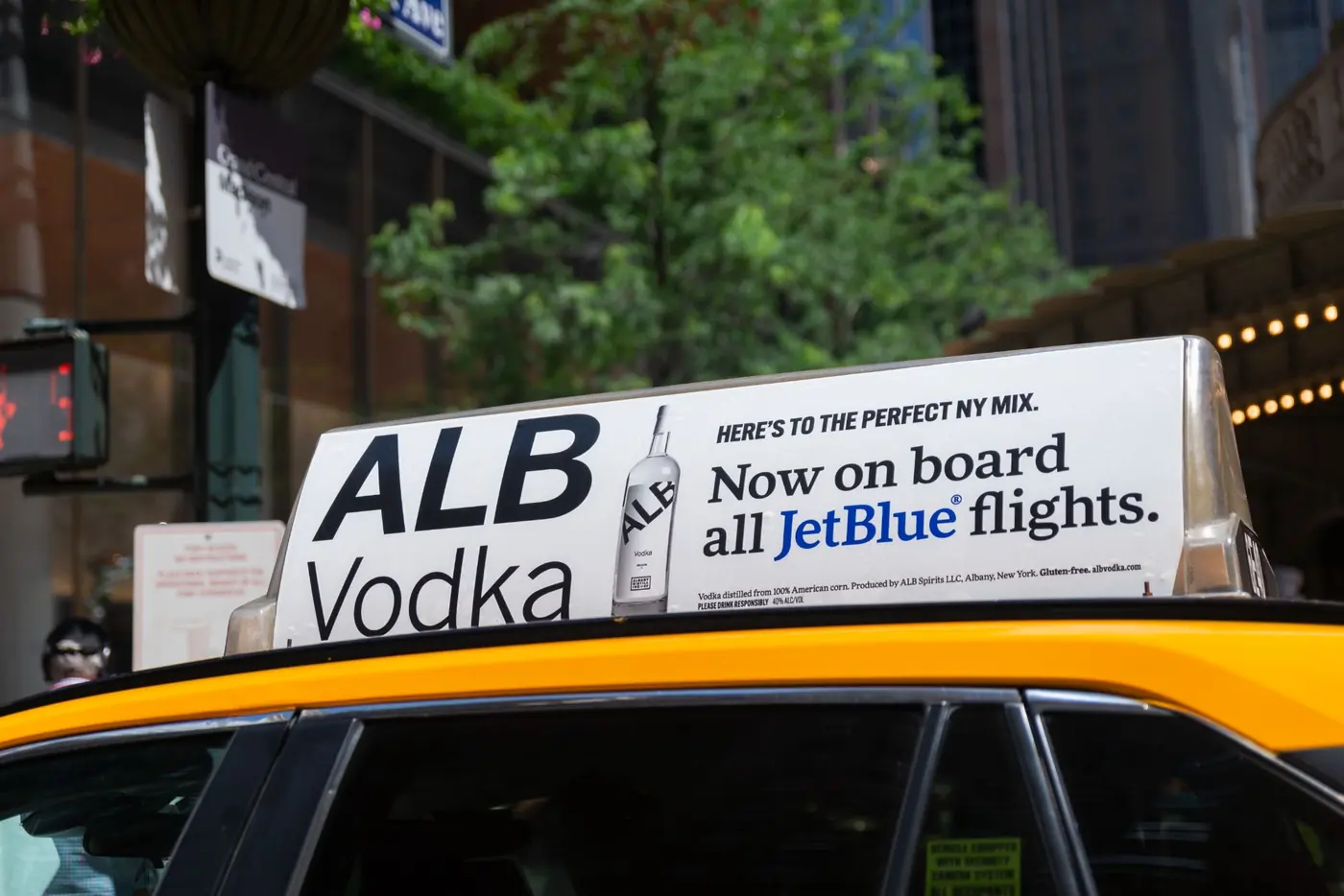 A static taxi top for a vodka brand
